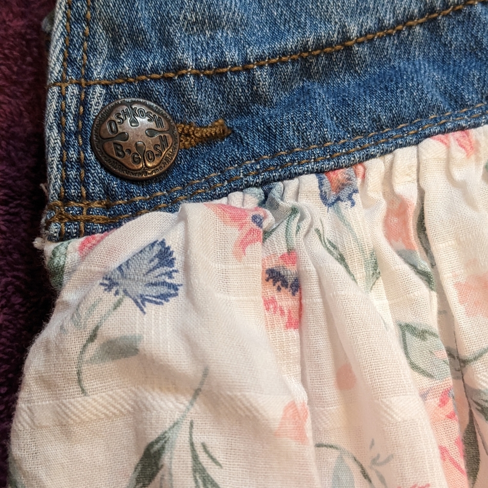 Osh Kosh B'Gosh Girls Denim Bib & Floral Print Dress Size 4T - Picture 3 of 8
